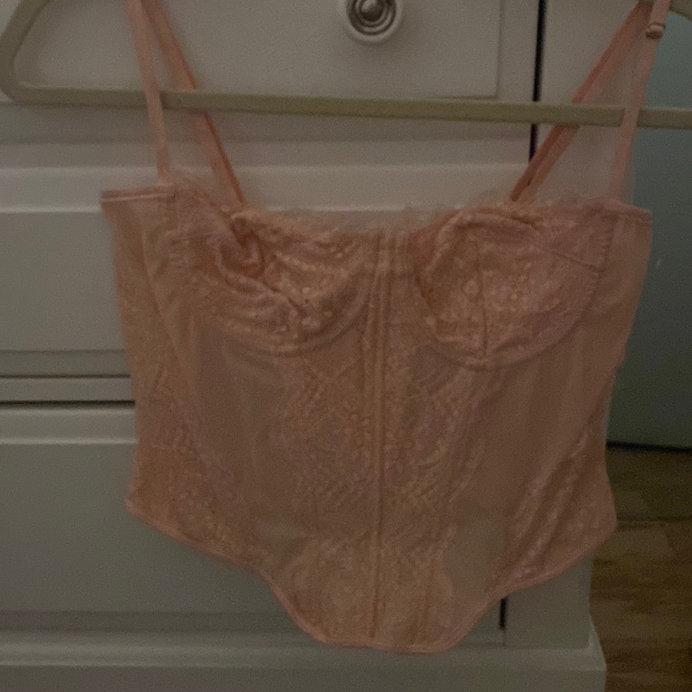 Modern love corset top in light pink lace cami tank size large